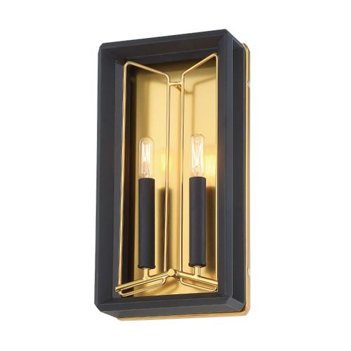 Metropolitan Sable Point 2-Light Wall Sconce in Sand Black with Honey Gold Accent