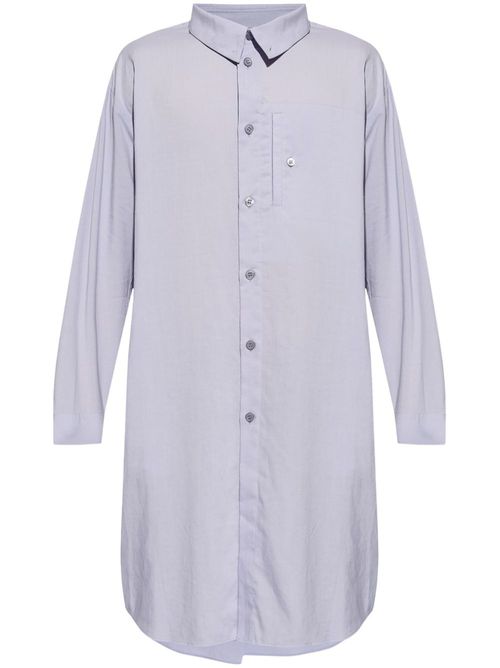 PL Ramie folded-yoke longline shirt - Purple