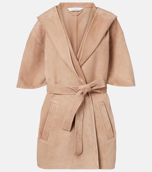 Chiffon suede wrap coat
