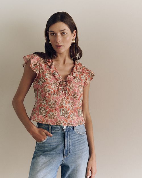 Farrow Printed Ruffled Top
