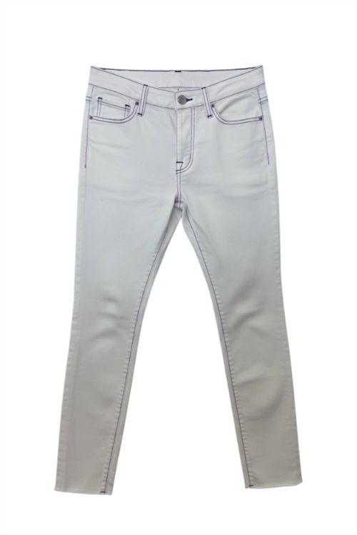 Women's Straight Leg Trouser Jeans In White With Lavender