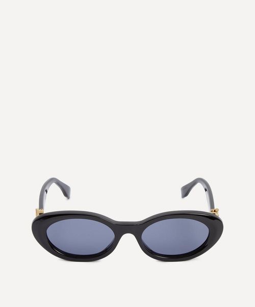 Women's Oval FF Diamonds Black Acetate Sunglasses