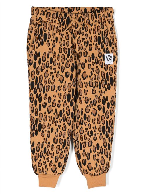 Leopard-print cotton track pants - Brown