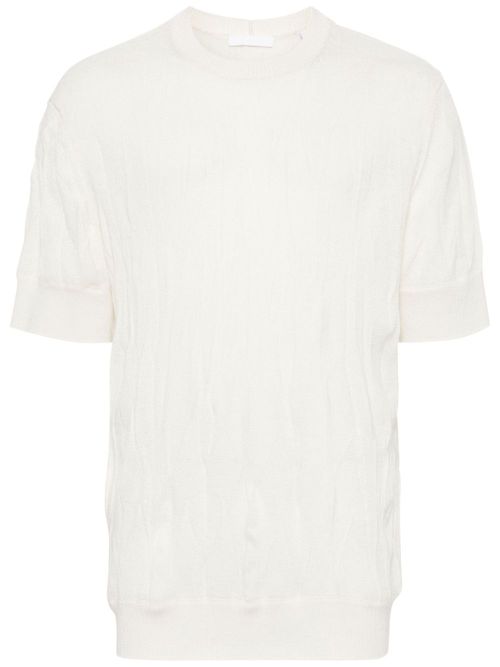 Crinkled wool T-shirt - Neutrals