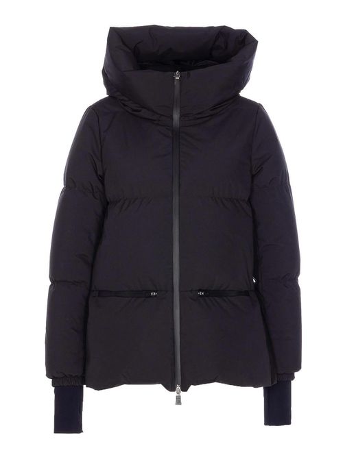 Black Short Down Jacket With Zip Closure