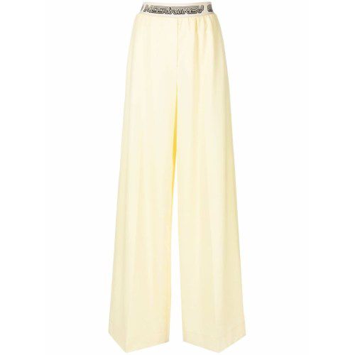 Logo-waistband palazzo trousers - Yellow