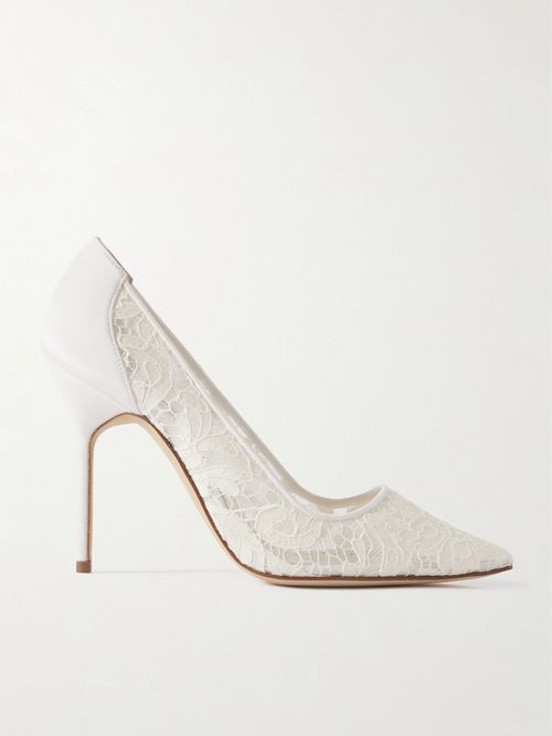 Bbla 105 Silk Satin-trimmed Corded Lace Pumps - Ivory
