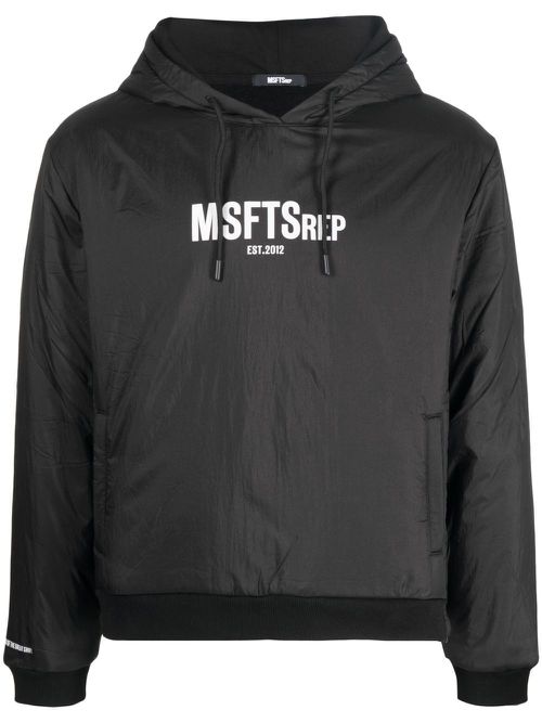 Logo-print detail hoodie - Black