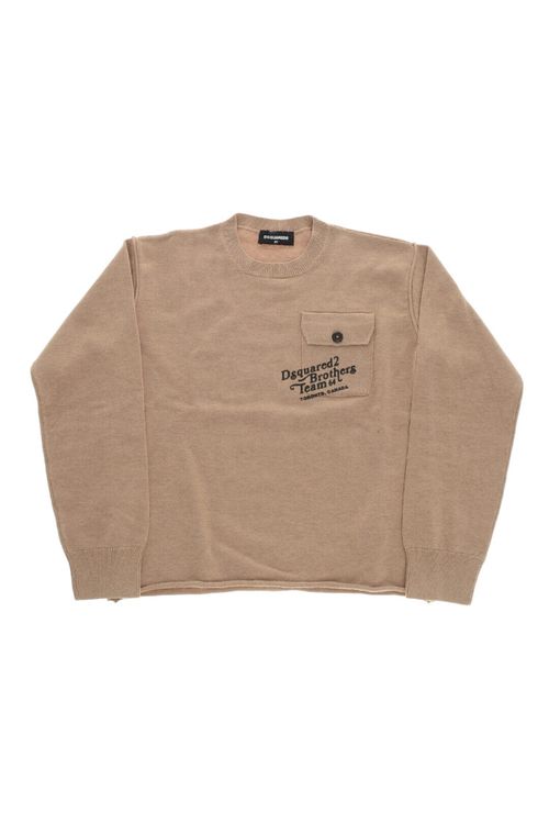 Girls Beige Logo Sweater
