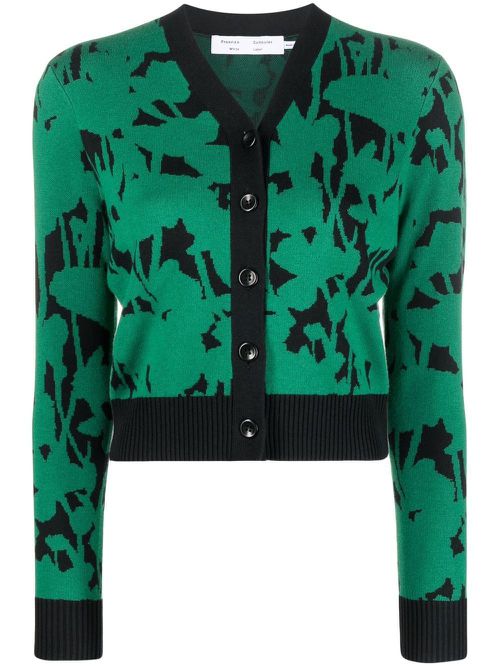 Floral-intarsia cardigan - Green