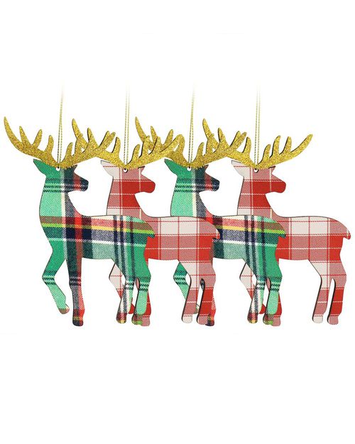 Holiday 4Pc Reindeer Christmas Ornament Set