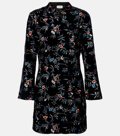 Delphina embroidered velvet minidress