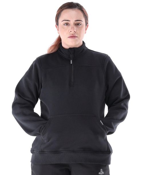 Women's Quarter-Zip Fleece Sweatshirt - Insulated Ladies Work Pullover with Thermal Comfort - Black