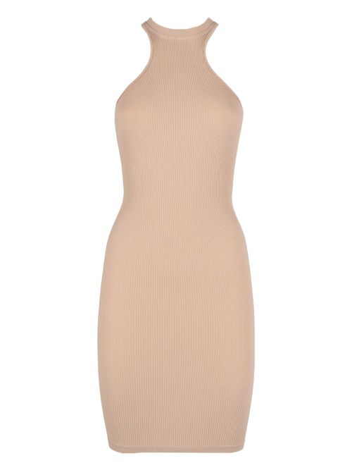 Ribbed halterneck dress - Neutrals