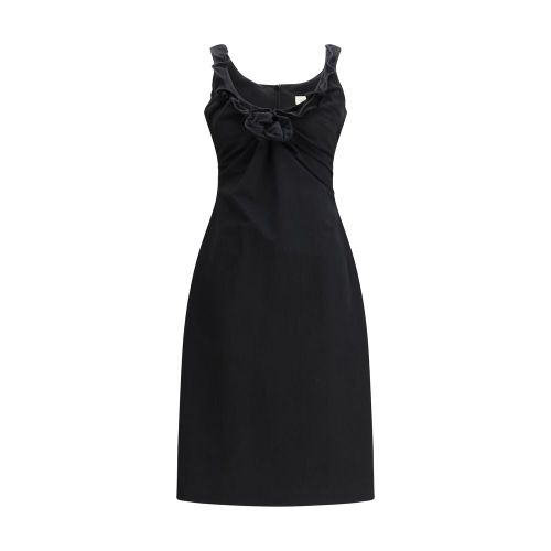 Draped Cotton Dress — Black