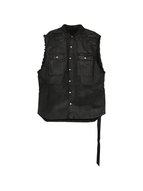 Men's Cotton Front Button Shirt with Fringed Detail & Two Chest Flap Pockets
