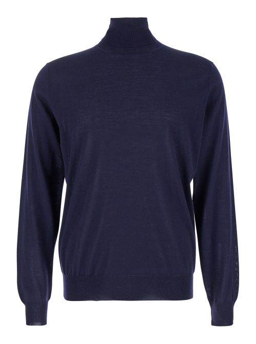 Merino Wool Crew Neck Sweater — Navy