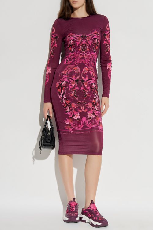 Dress With "barocco" Print, Women's, Burgundy