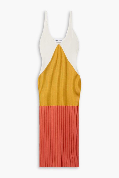 Marilyn color-block ribbed-knit midi dress