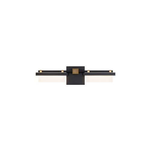 Black Aged Brass LED Bathroom Vanity Light from the Two Fold Collection