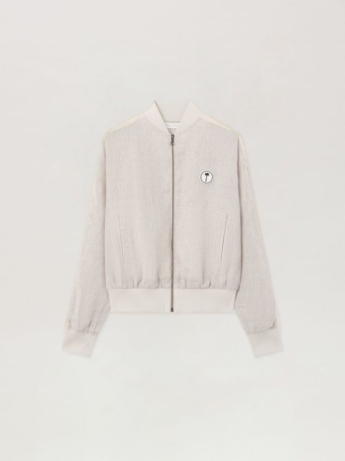 Tree Logo Track Bomber Jacket Woman  Beige Off White