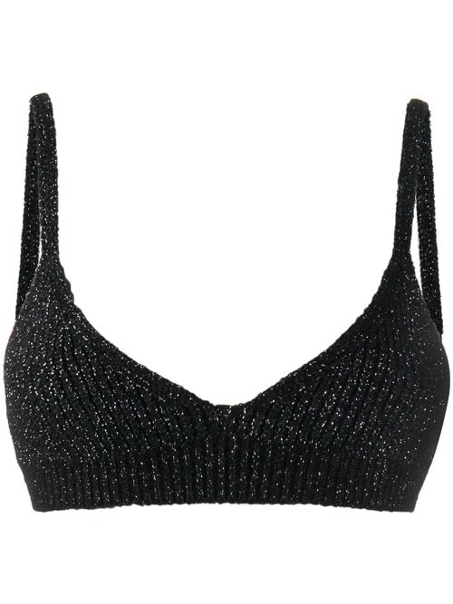 Ribbed knit cropped top - Metallic