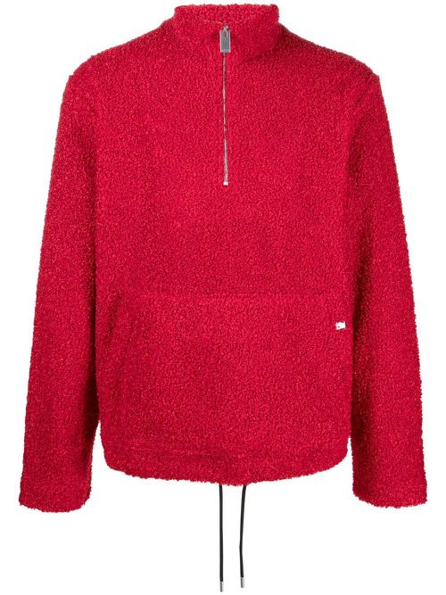 Bouclé half-zip sweatshirt - Red