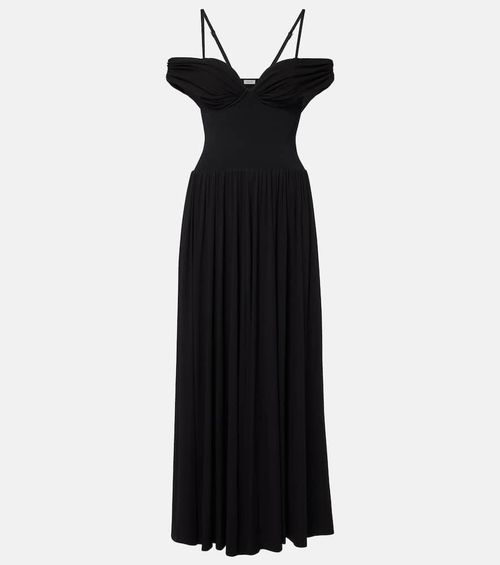 Amarantha off-shoulder draped jersey maxi dress