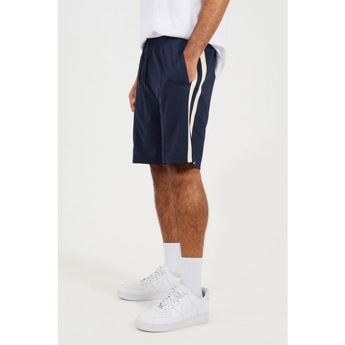Brave Soul Mens Navy Double Side Stripe Jersey Shorts - X-Large
