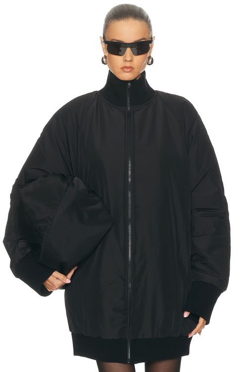 Norma Kamali Oversized Turtleneck Bomber Jacket in Black - Black. XS also in L