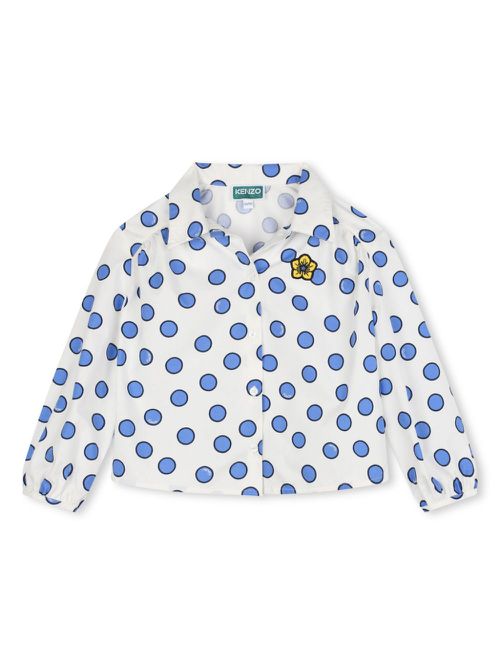 Polka-dot cotton blouse - White