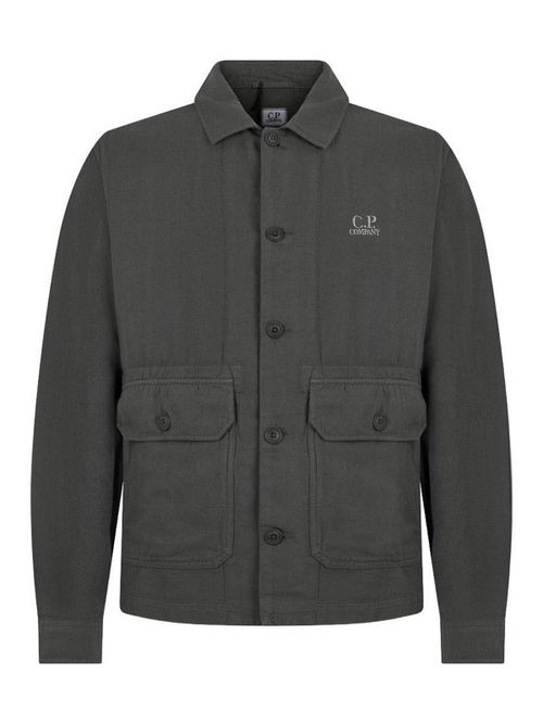 C. P. Company Gray Linen And Cotton Broken Twill Overshirt