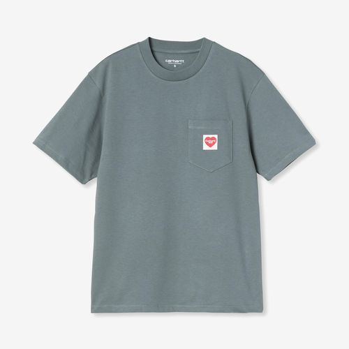 Carhartt WIP Wmns Short Sleeve Pocket Heart T-Shirt - Cozy Blue / Red - female