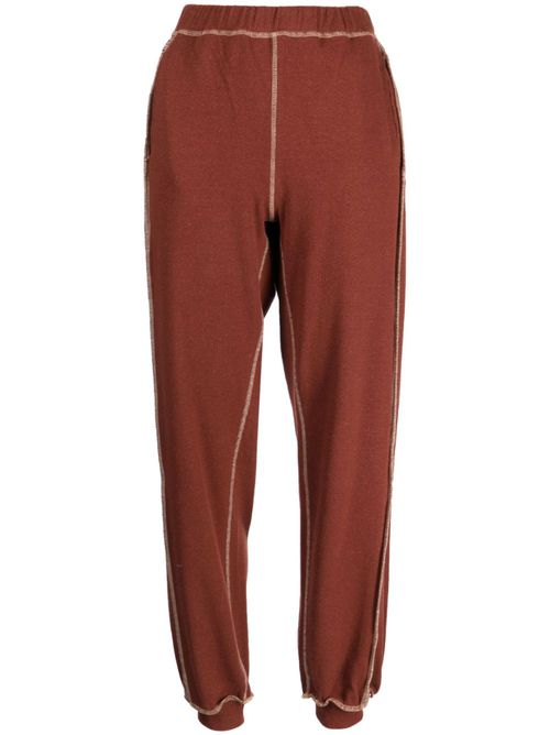 Exposed-seam fine-ribbed track pants - Red