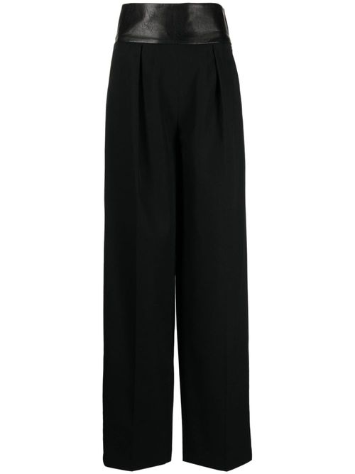 High-waist pleat-detailing tailored trousers - Black