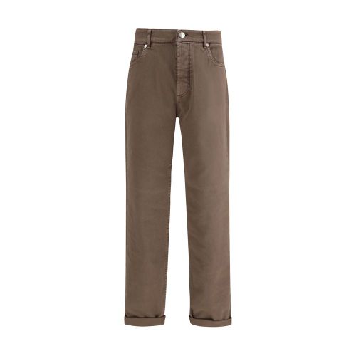 Cotton Denim Jeans — Brown