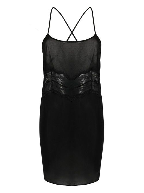 Panelled sleeveless night dress - Black