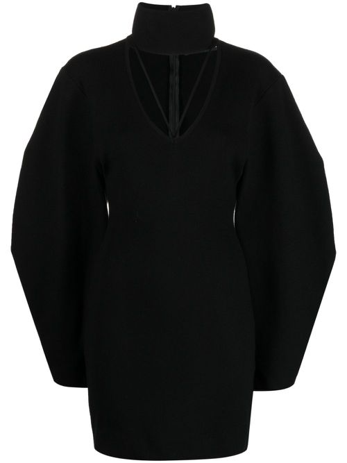 Cut-out detail wide-sleeve dress - Black