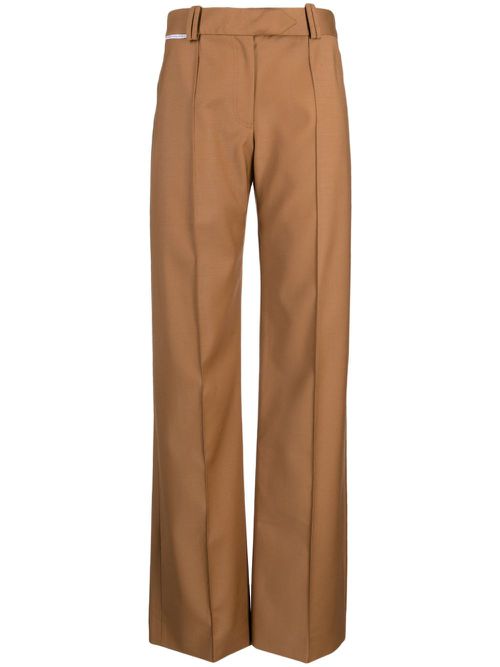 Virgin wool straight-leg trousers - Brown