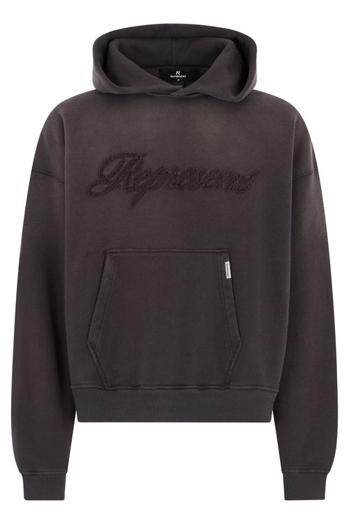 Embroidered Hoodie with Faded Effect
