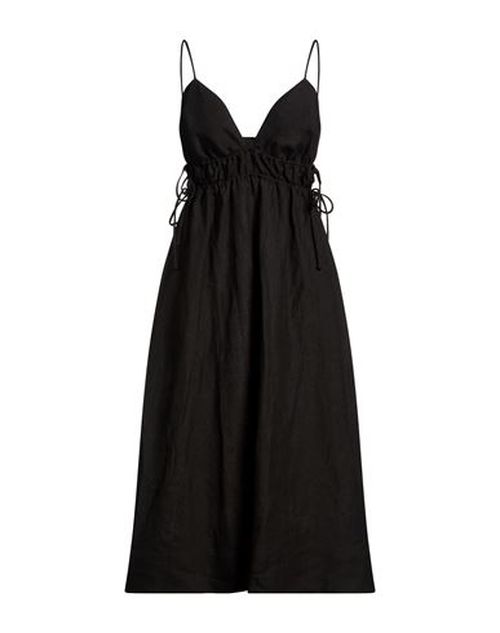 Woman Midi dress Black Size L Organic Linen