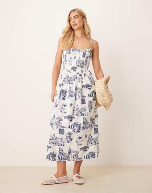entro blue midi dress Entro Steel Blue Striped Tie Strap Knit Midi Dress