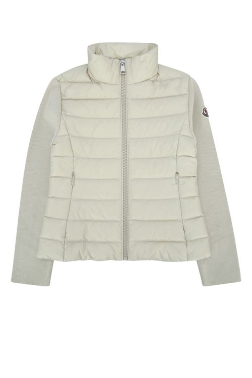 Quilted Wool-Blend Down Jacket — Beige
