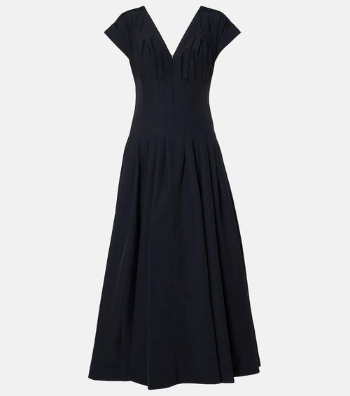 Nina pleated cotton-blend midi dress