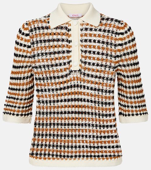 Comeback open-knit cotton-blend polo shirt