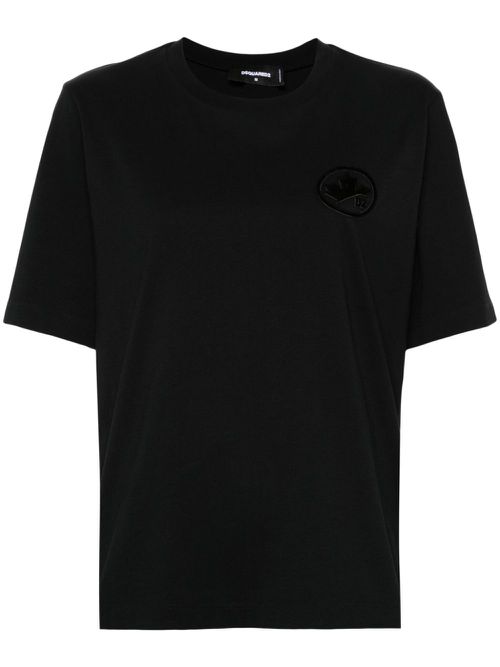 Flocked-logo T-shirt - Black