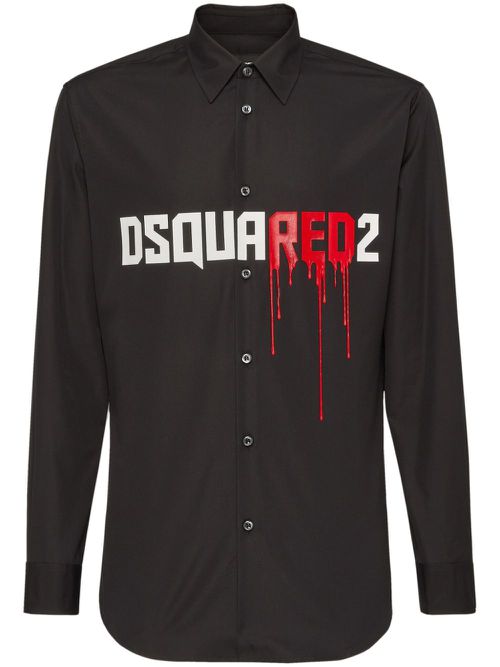 Logo-print cotton shirt - Black