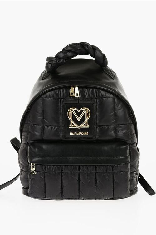LOVE Quilted Nylon Backpack with Faux Leather Trims