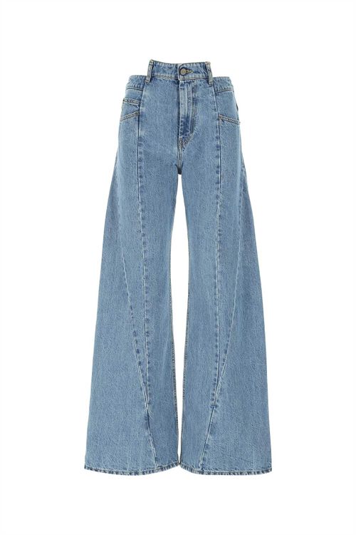 Wide-Leg Cotton Jeans — Blue