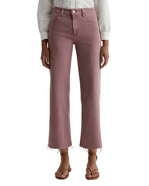 Saige Mid Rise Cropped Wide Leg Jeans in Sulfur Dusty Mauve